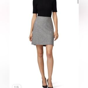 Theory Speckled Wool Easy Waist Skirt Silk Blend Side Zip Lined 12